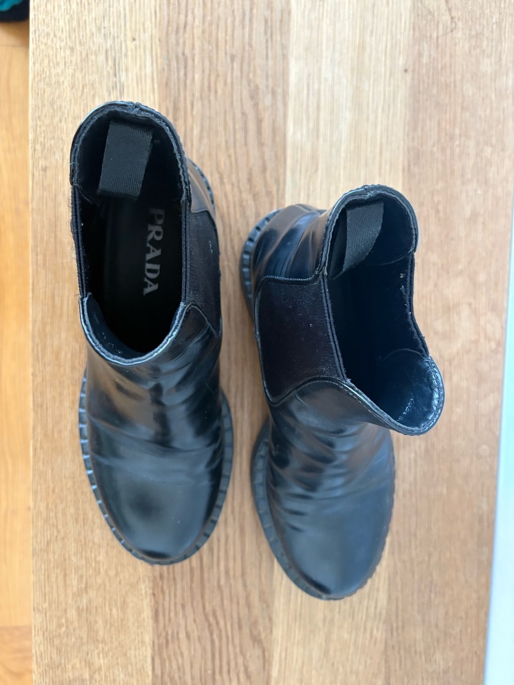 Prada Black Leather Women's Chelsea Ankle Boots - Picture 2 of 3